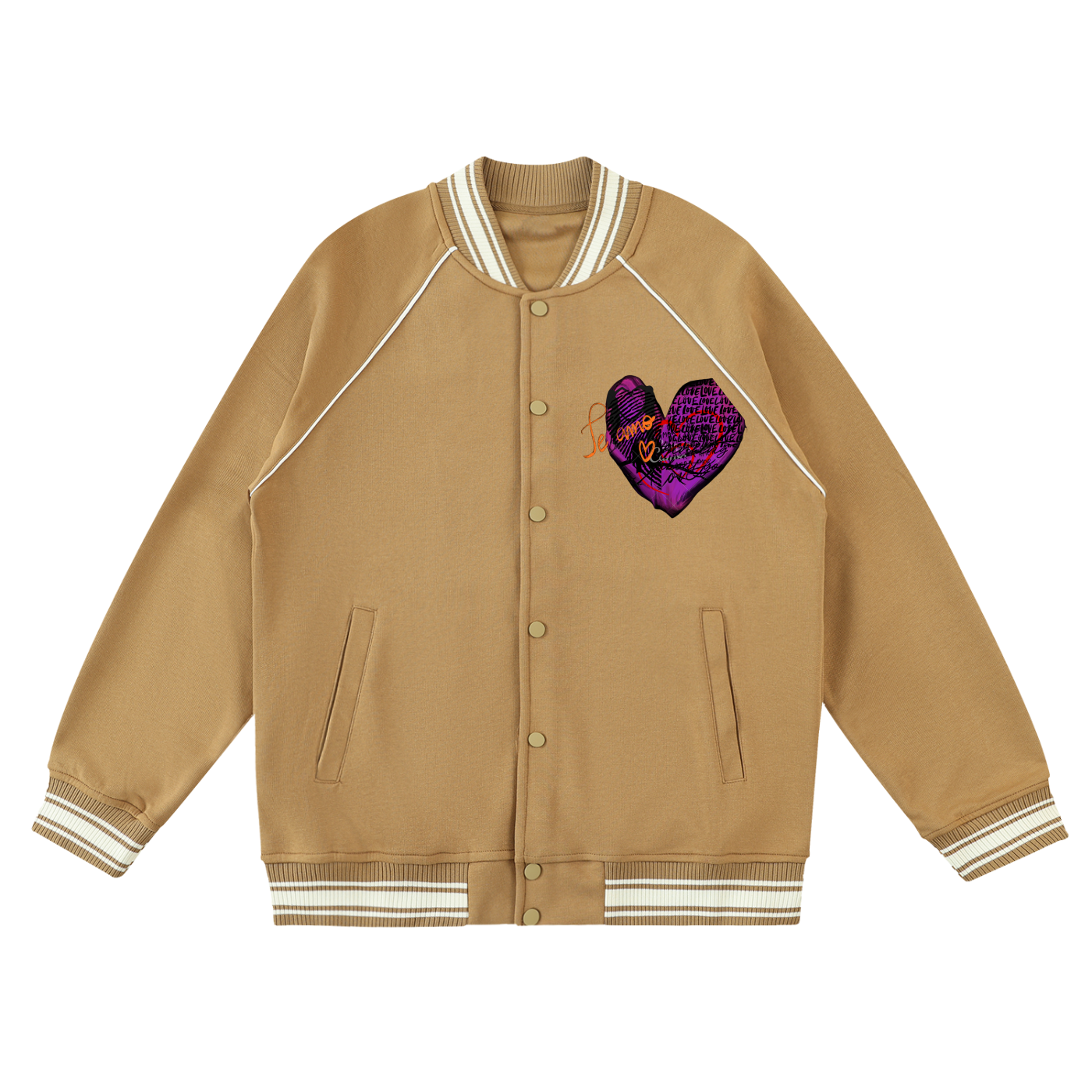 Contrast Trim Raglan Varsity Jacket