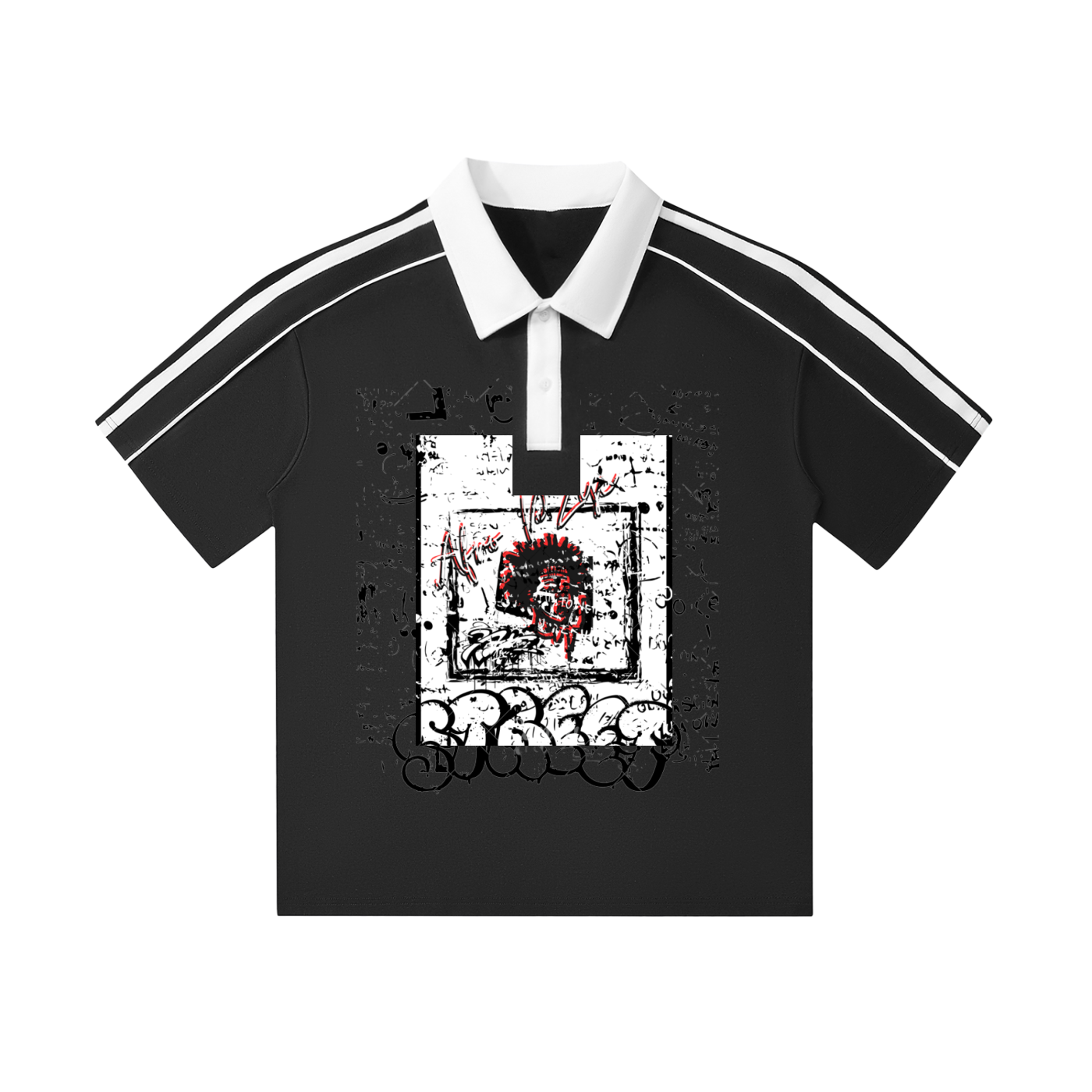 Contrast Collar Short-Sleeve Polo Shirt