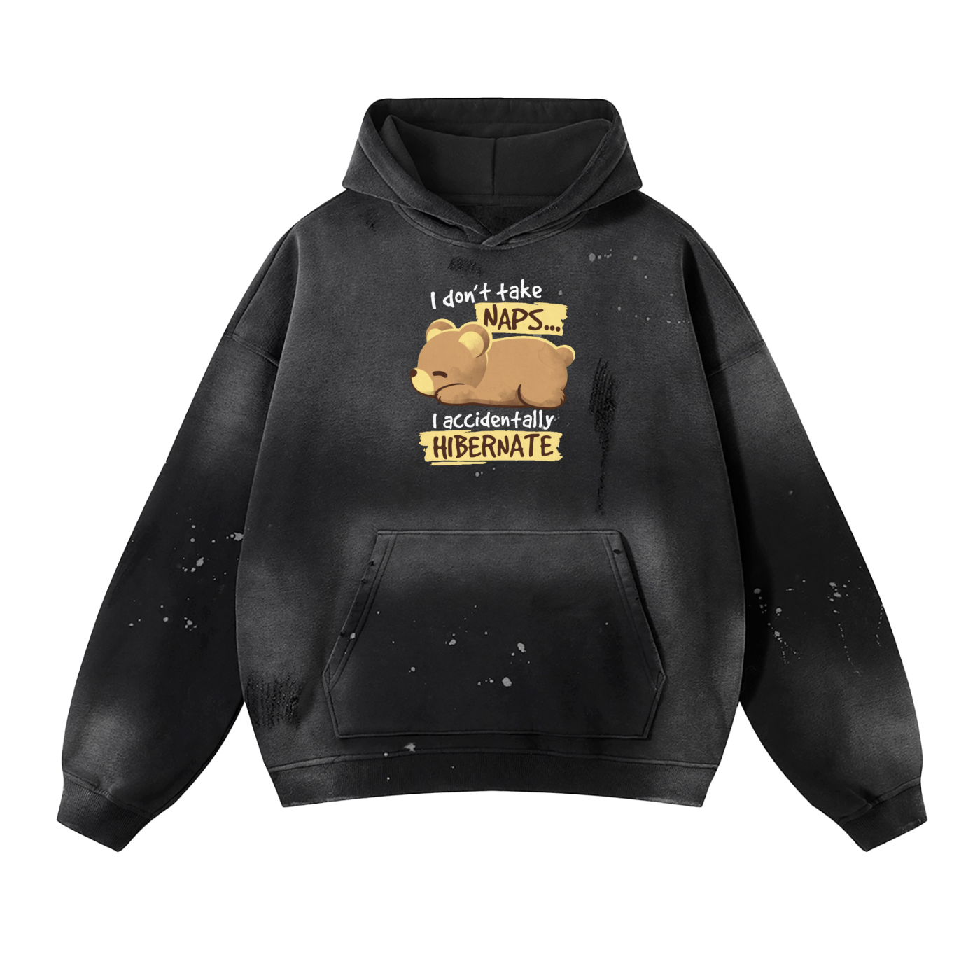 Vintage Washed Frayed Fleece Hoodie
