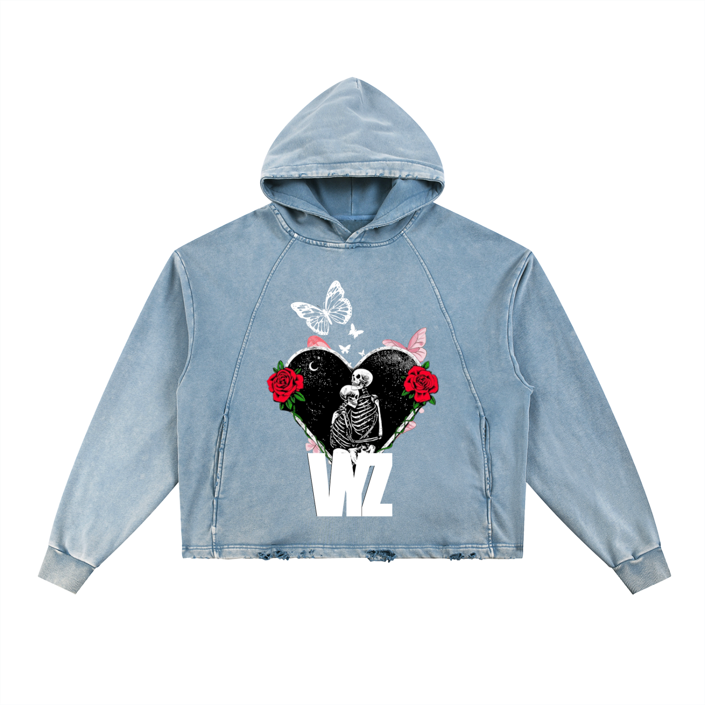 Vintage Washed Frayed-Hem Hoodie