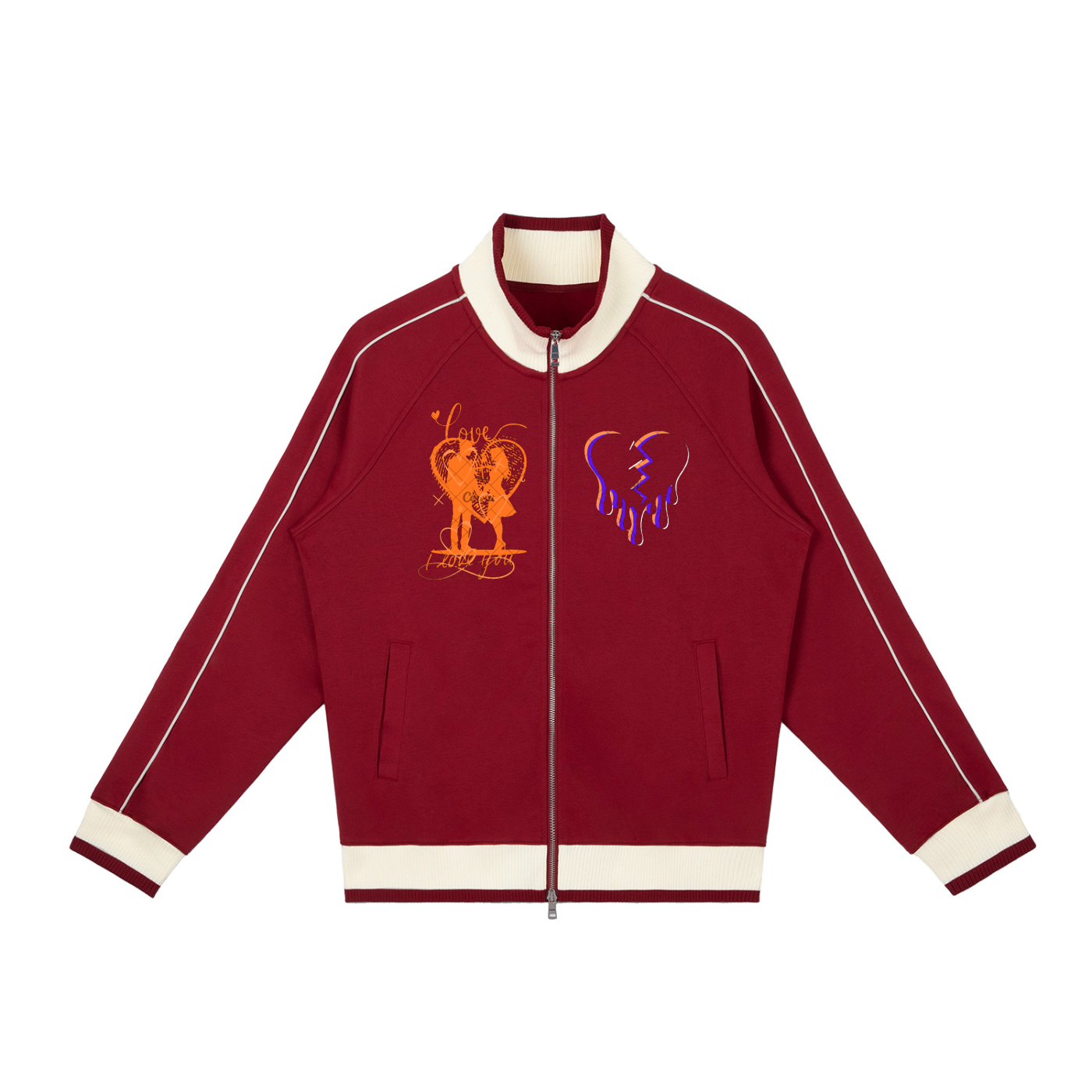 Color Block Raglan Sleeve Zip Track Jacket