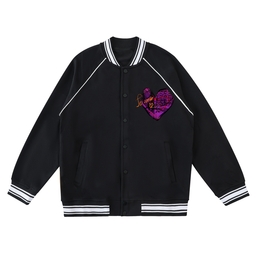 Contrast Trim Raglan Varsity Jacket