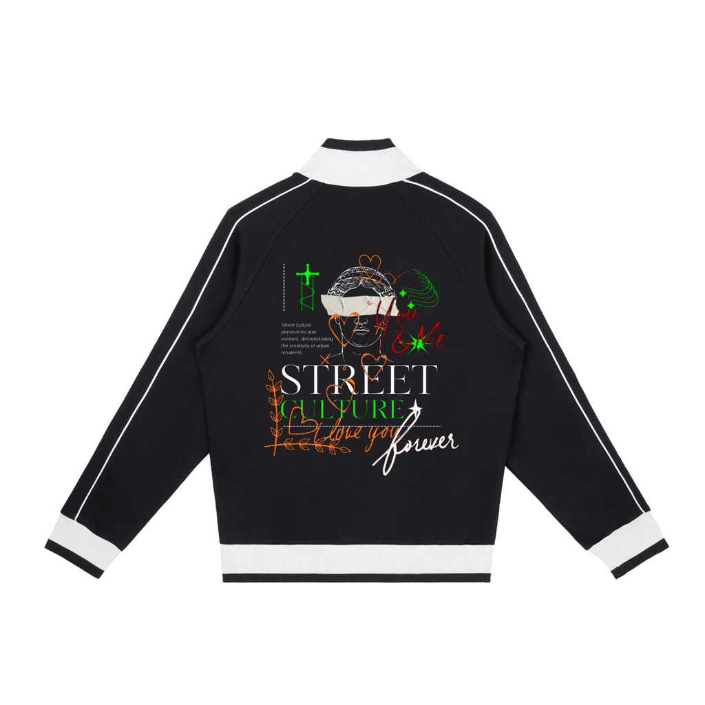 Color Block Raglan Sleeve Zip Track Jacket