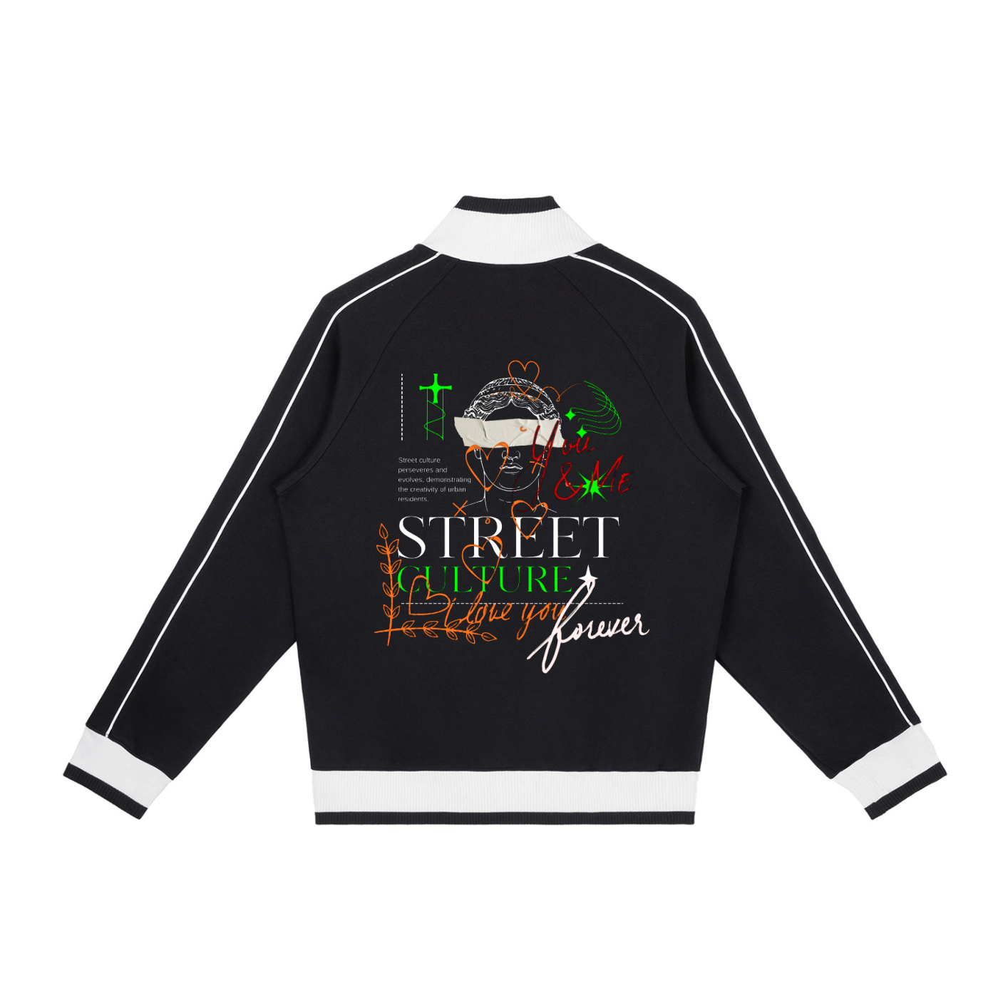 Color Block Raglan Sleeve Zip Track Jacket