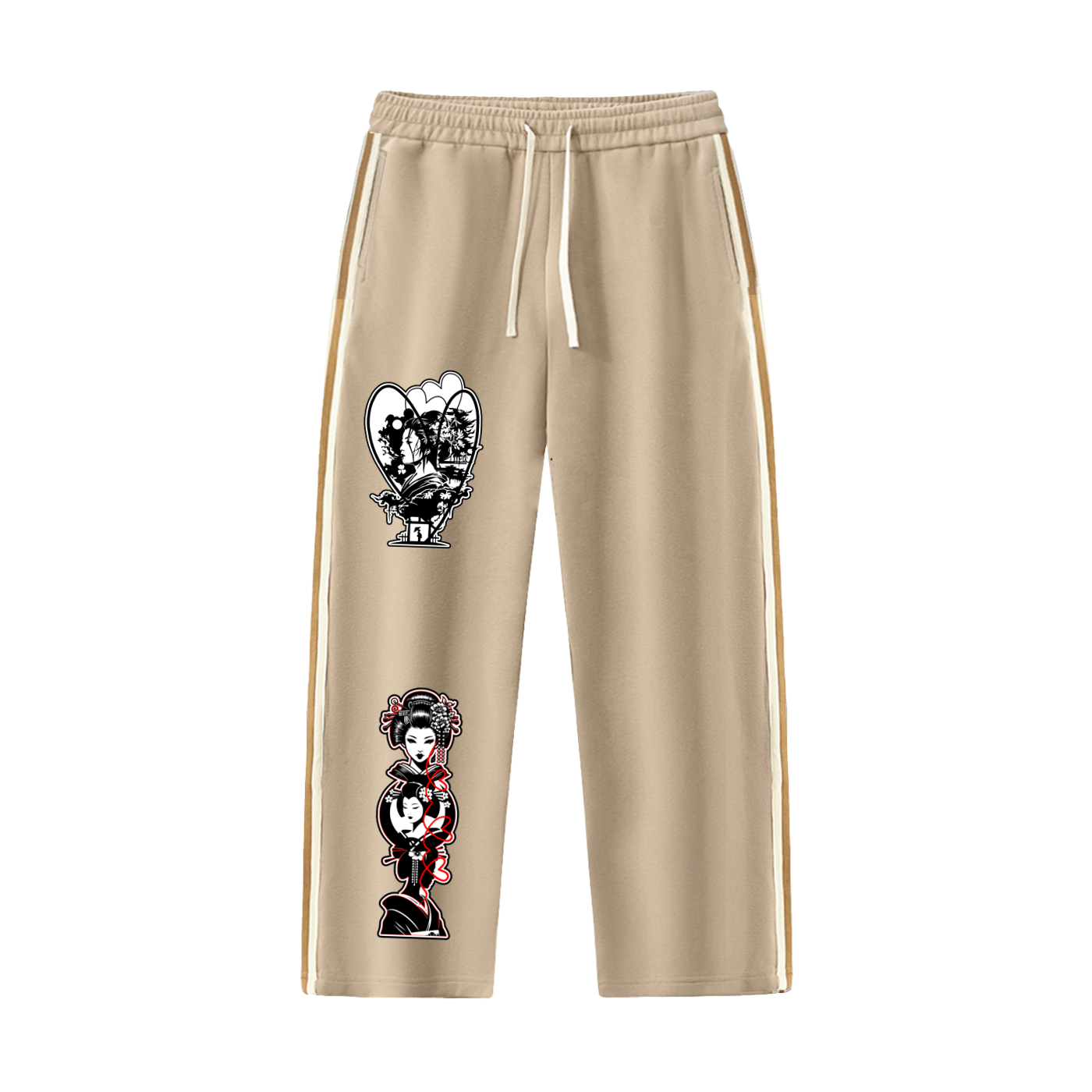 Contrast Side-Stripe Straight-Leg  Pants