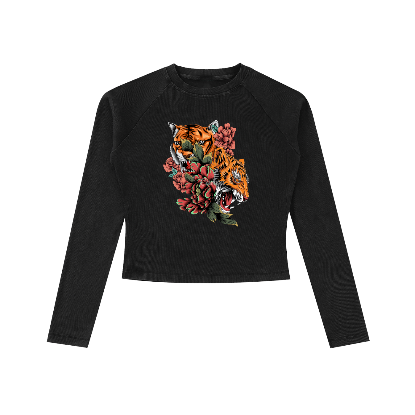 Dyed Washed Raglan Long Sleeve Slim T-Shirt