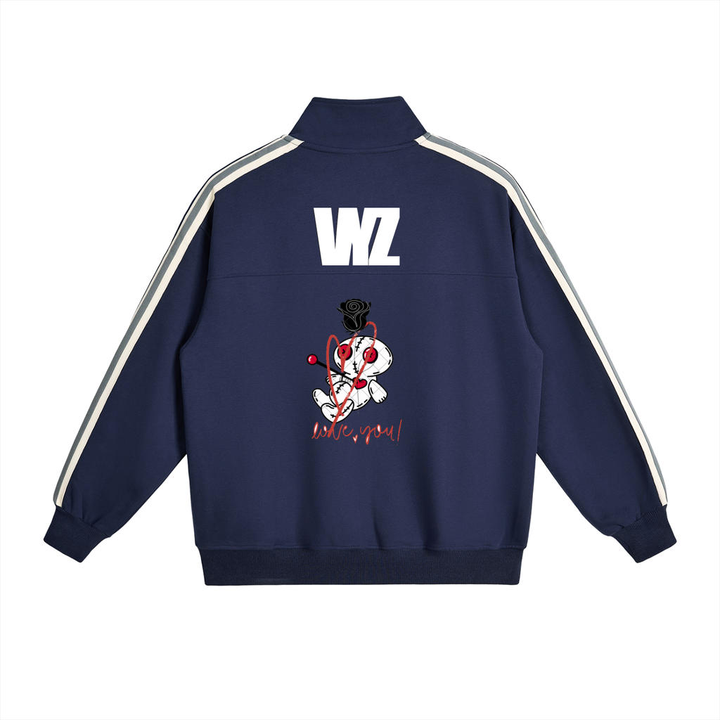 Contrast Side-Stripe Stand Collar  Jacket