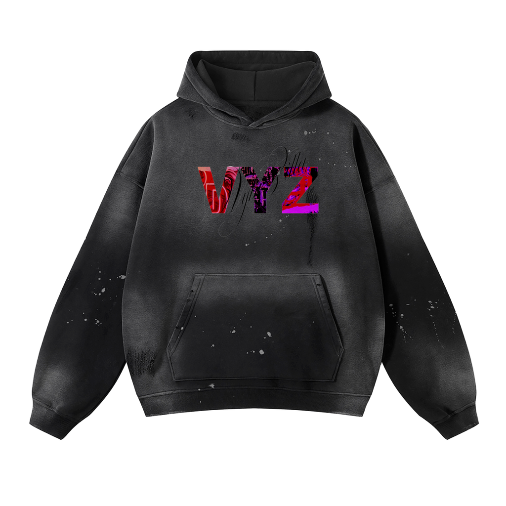 Vintage Washed Frayed Fleece Hoodie