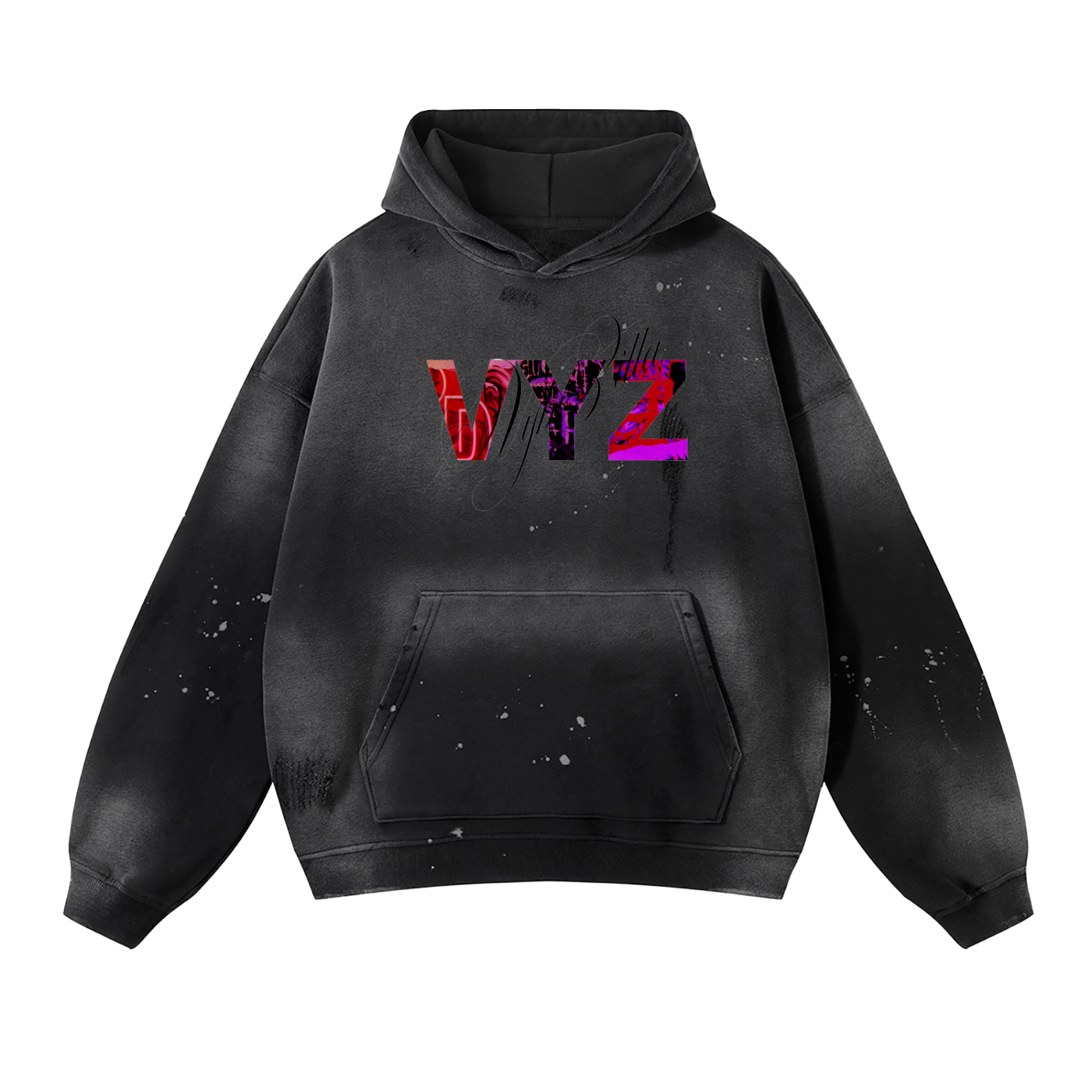 Vintage Washed Frayed Fleece Hoodie