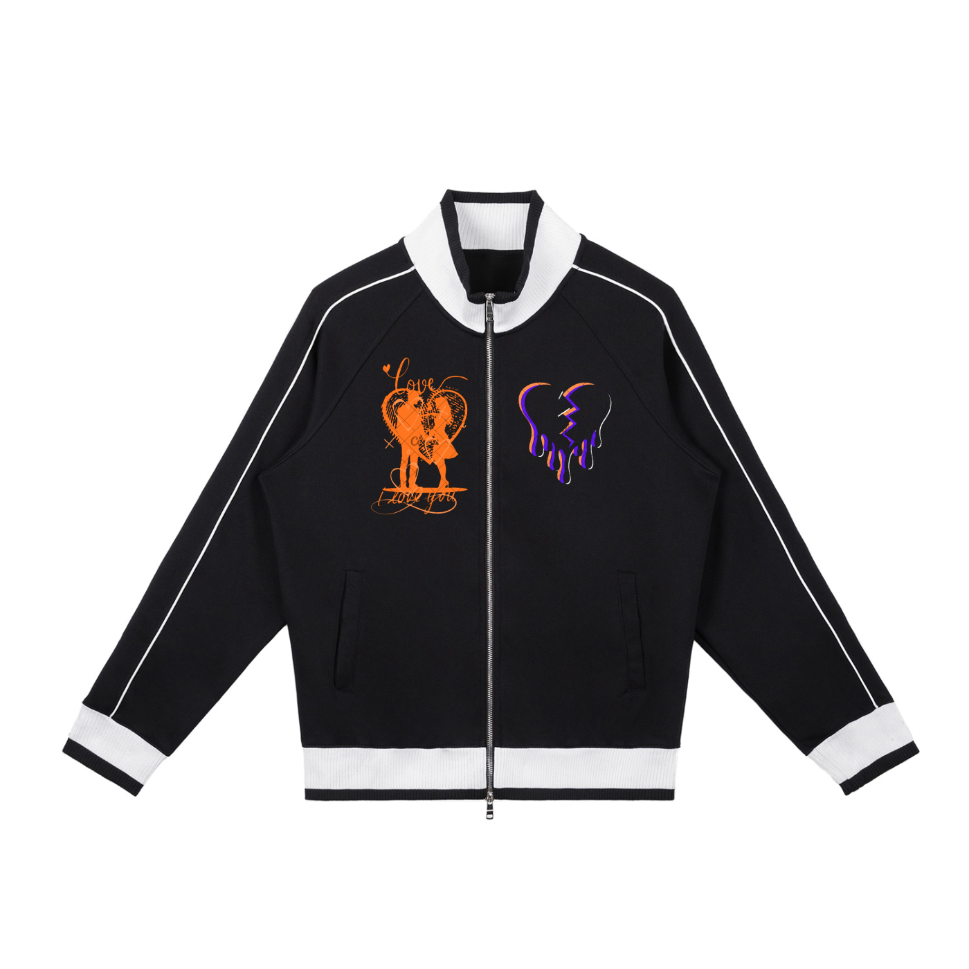 Color Block Raglan Sleeve Zip Track Jacket