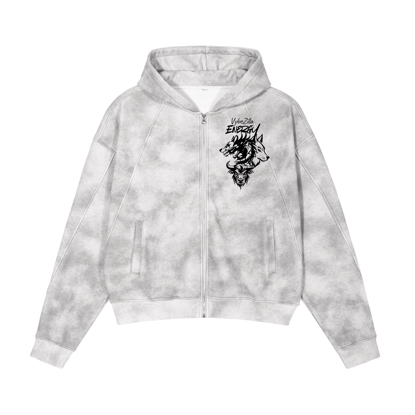 Dirty Washed Zip-Up Fleece Hoodie
