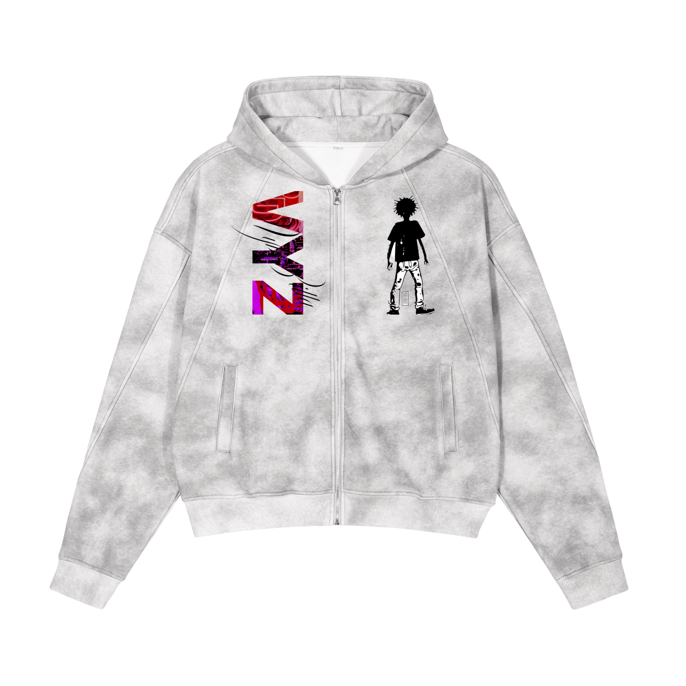 Dirty Washed Zip-Up Fleece Hoodie