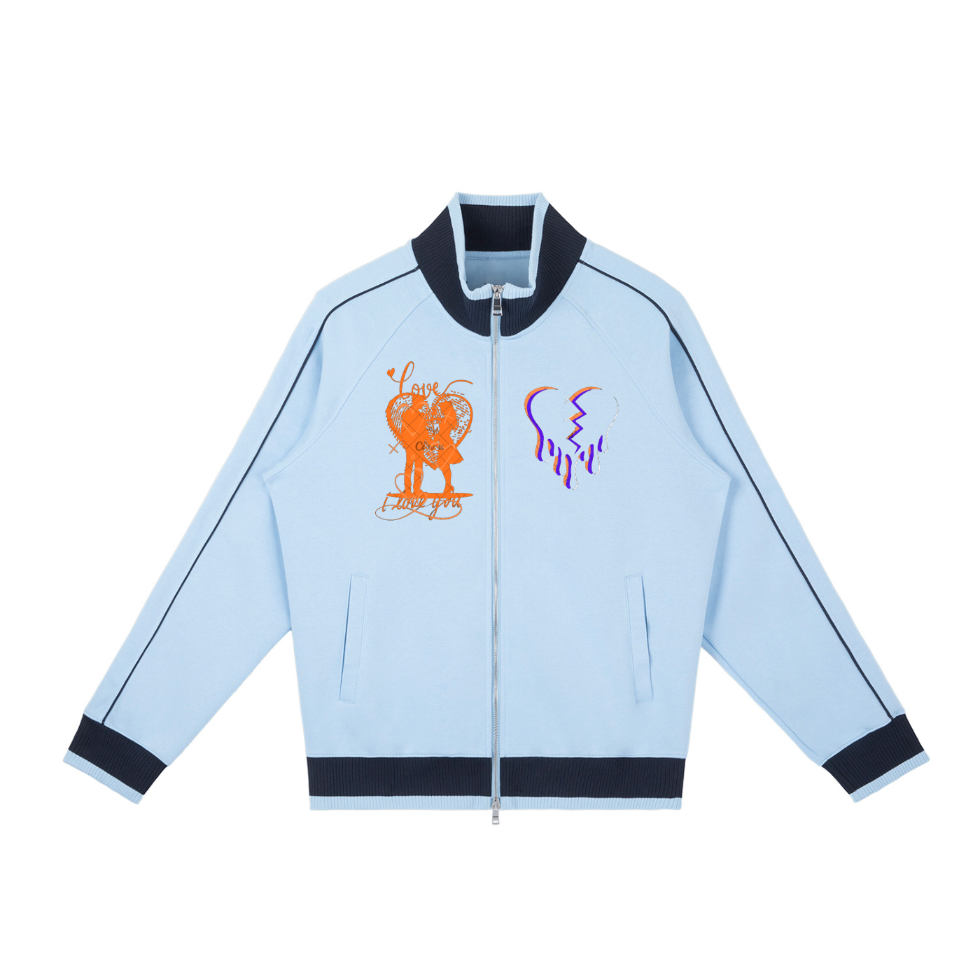 Color Block Raglan Sleeve Zip Track Jacket