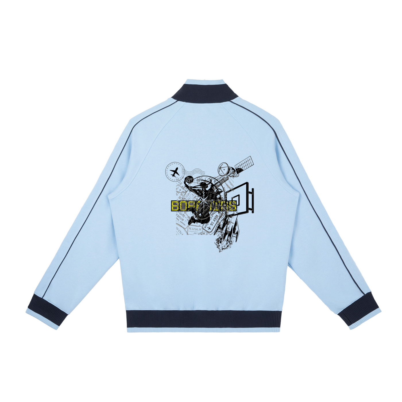 Color Block Raglan Sleeve Zip Track Jacket