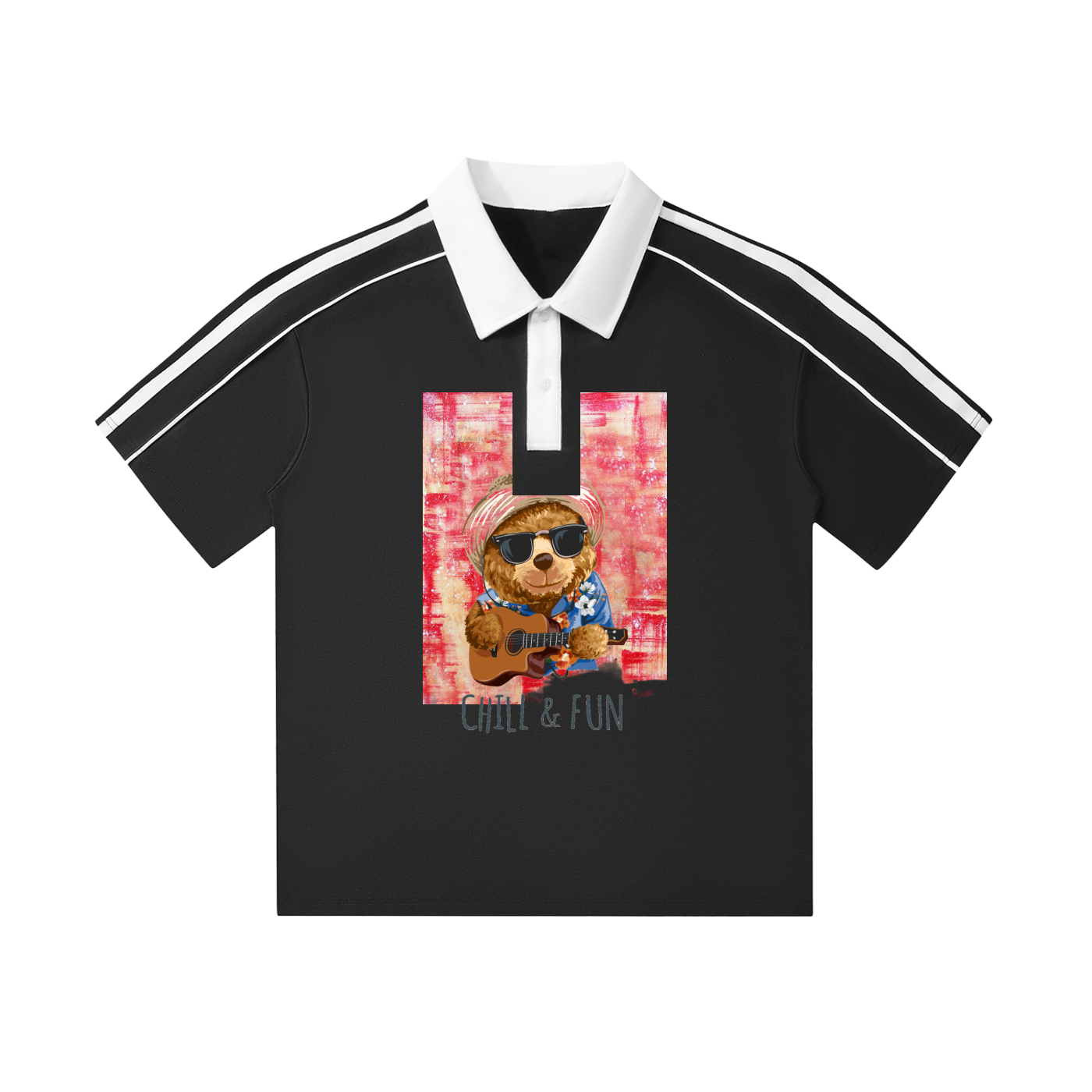 Contrast Collar Short-Sleeve Polo Shirt