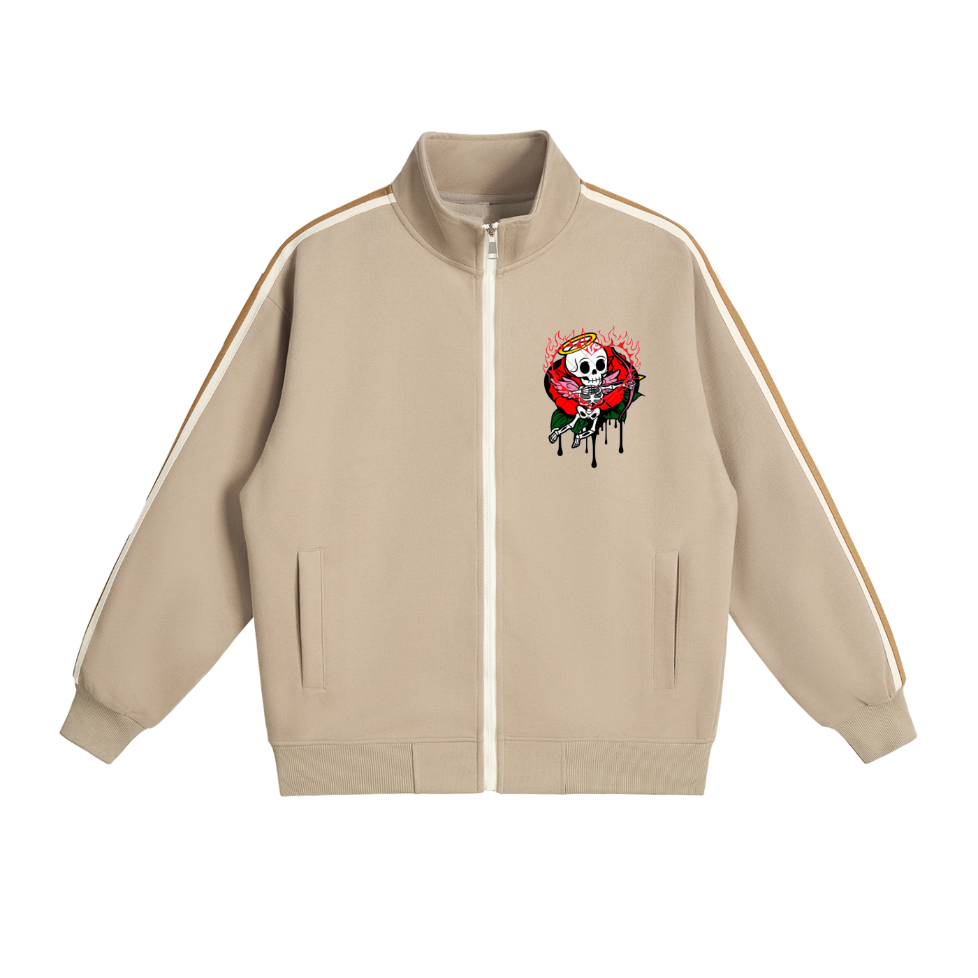 Contrast Side-Stripe Stand Collar  Jacket