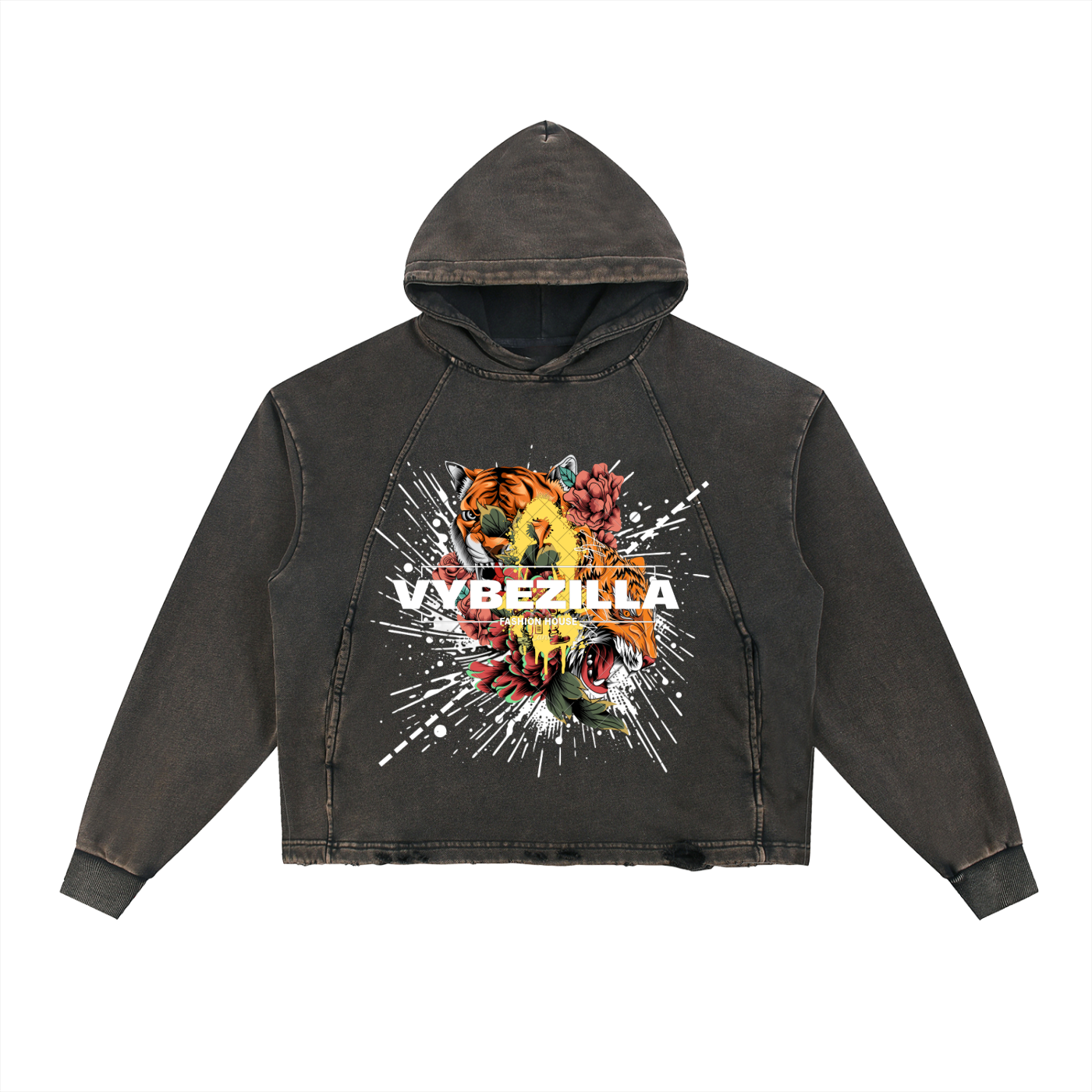 Vintage Washed Frayed-Hem Hoodie