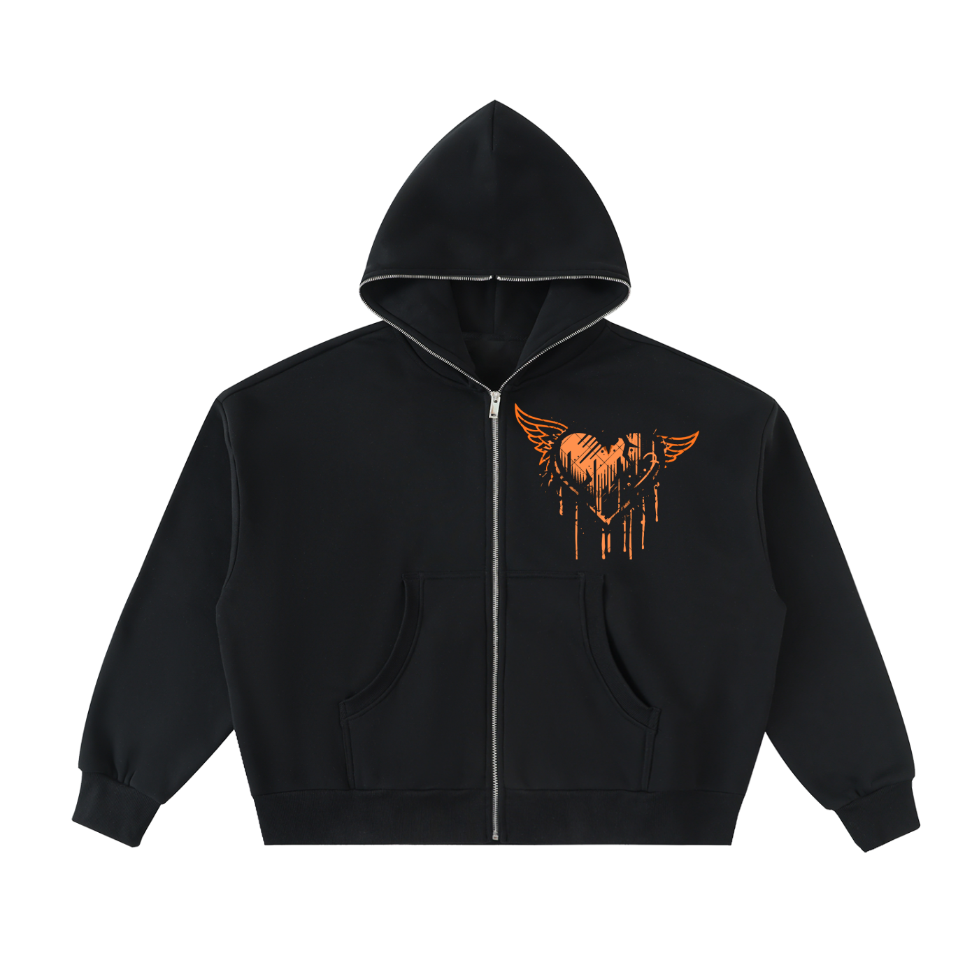 Fleeced Full-Zip Boxy Hoodie