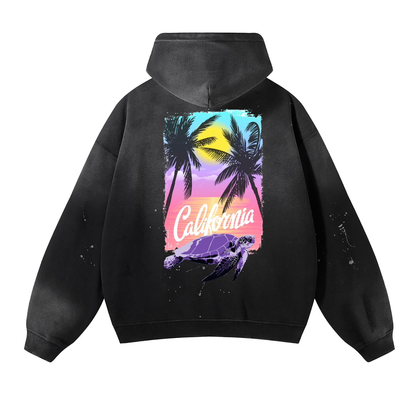 Vintage Washed Frayed Fleece Hoodie